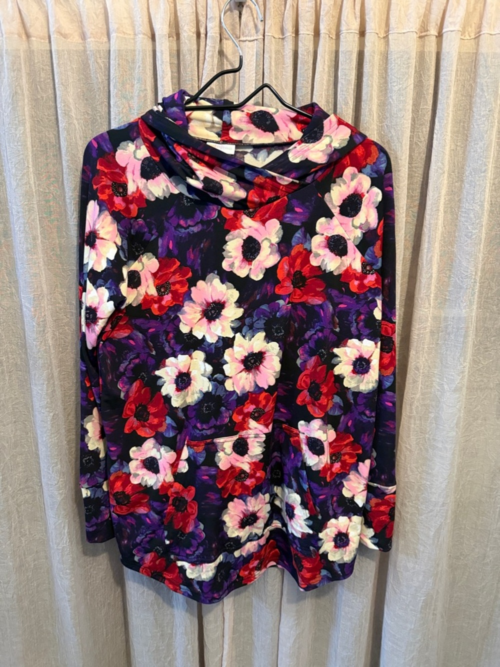 LuLaRoe Floral Hoodie - Purple, Red, White